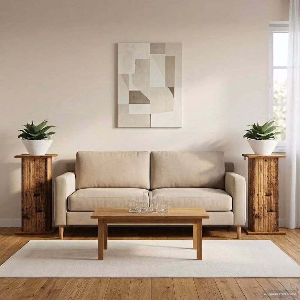 Set di 2 supporti per piante vidaXL in legno marrone, H 60,5 x L 30,5 x P 30 cm