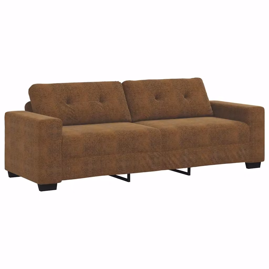 Divano moderno da 3 persone vidaXL in ecopelle marrone con cuscini inclusi L: 221 cm, P: 80 cm, H: 78 cm – 2