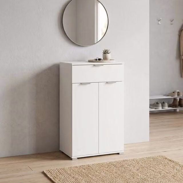 Armadietto da Bagno con due ante e un cassetto in Legno Composito cm 60x38x103 - SILAS