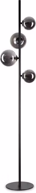 Piantana Moderna Ideal Lux Perlage in Metallo Nero e Oro con 4 Luci G9 e Vetro Trasparente