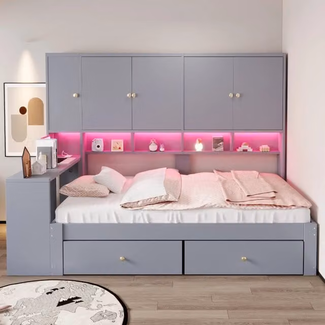 letto multifunzione mdf grigio 95 x 235 cm