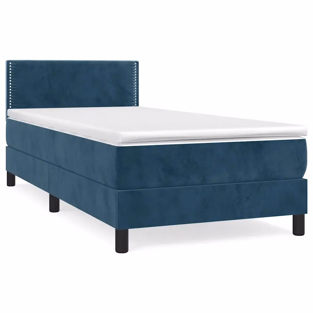 Letto Ibrido con Giroletto a Molle e Materasso vidaXL in Velluto Blu e Bianco L/P: 100 x 200 cm – 2