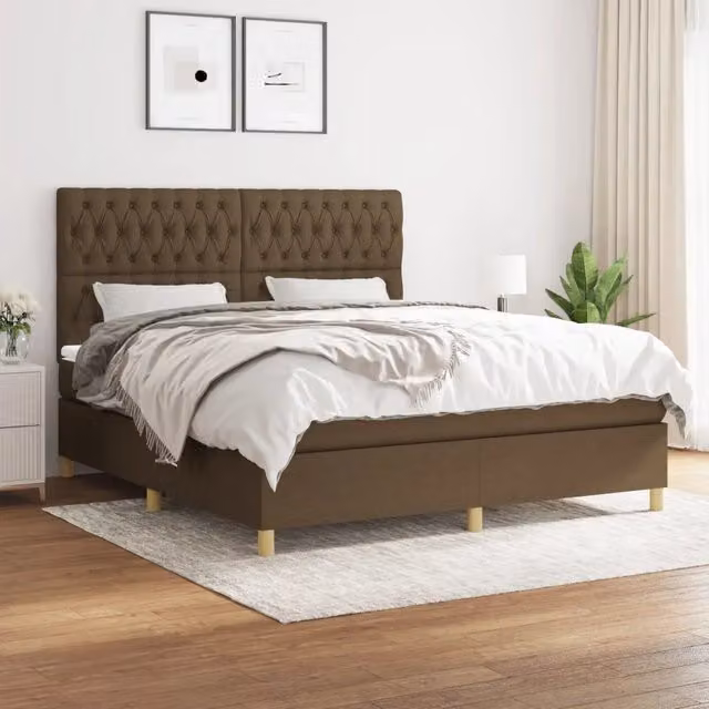 Letto Ibrido con Giroletto a Molle e Materasso vidaXL, Marrone e Bianco, L/P: 180 x 200 cm