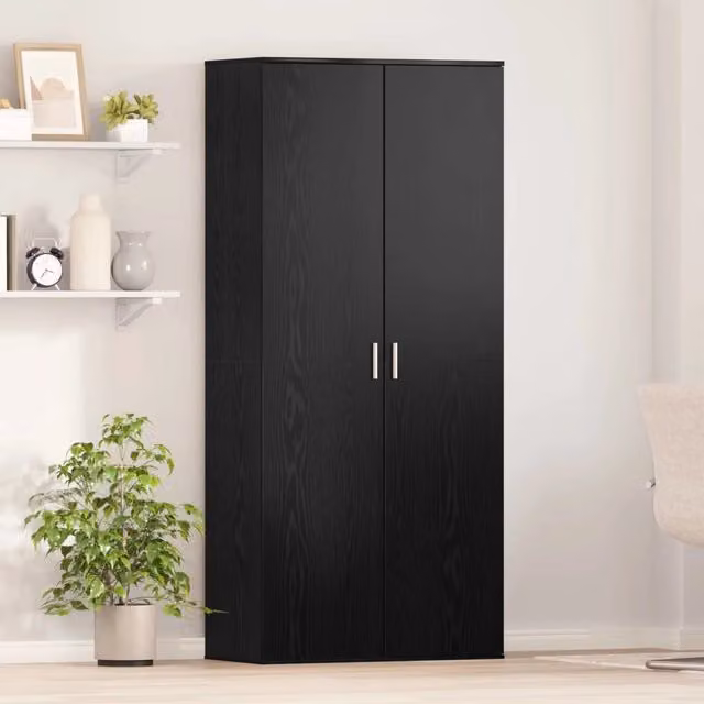 Credenza 80 x 39 x 178 cm Legno ingegnerizzato Rovere Nero 3365572