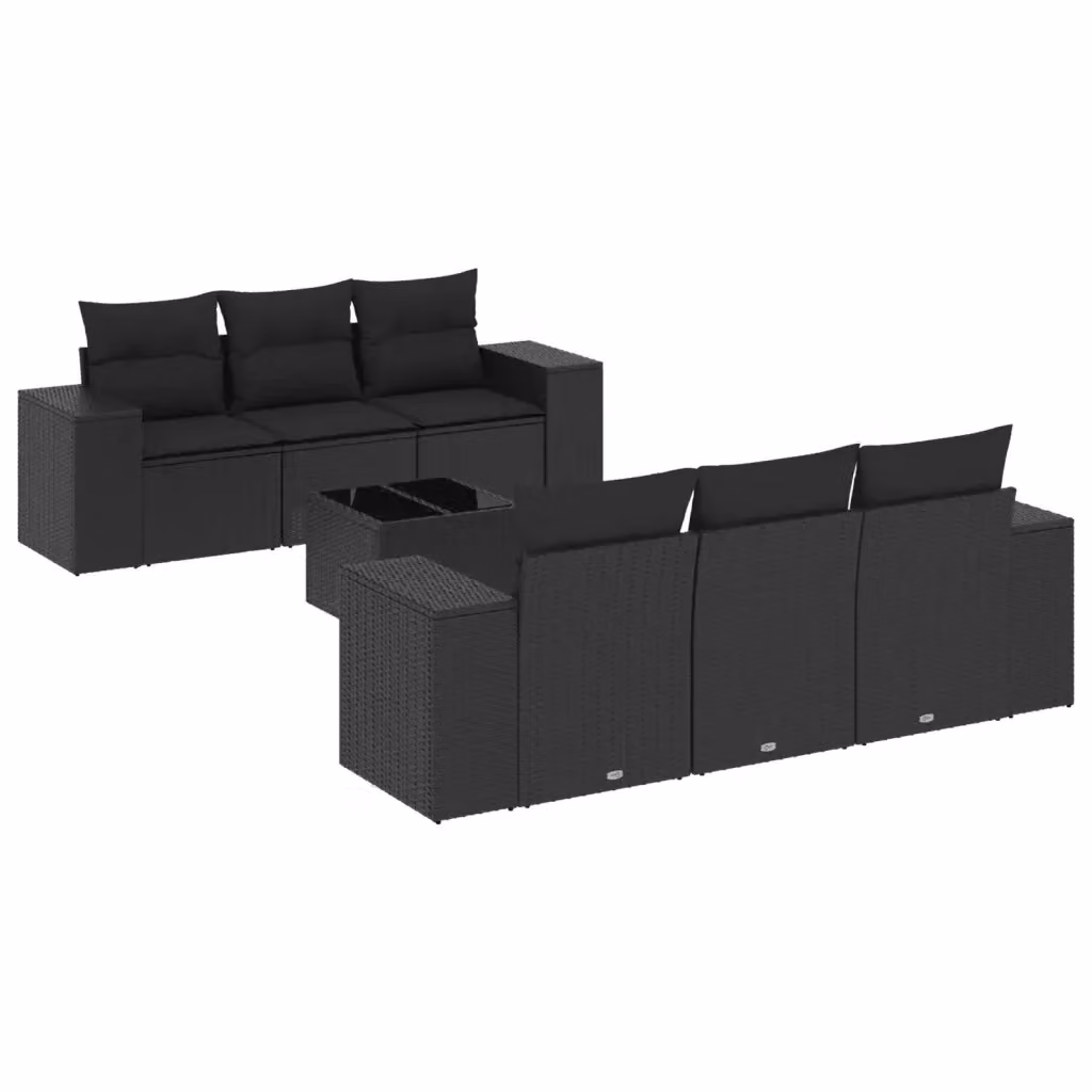 Set Divano da Giardino a L vidaXL con Cuscini e Tavolino Nero – 2