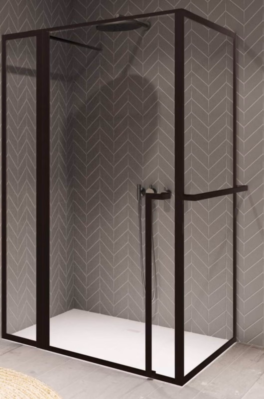 Porta doccia con parete laterale Riho Lucid GD203 XL 120x90x200 cm colore telaio nero GD212B090