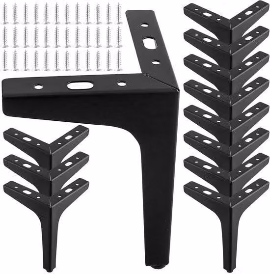 Gambe in metallo nero per mobili, altezza 17 cm - Set da 12 - Gambe triangolari - Adatte per tavolini da caffè/mobili contenitori - Design resistente agli urti - Gambe in metallo