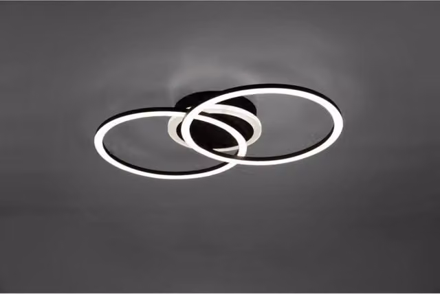 Plafoniera Venida Trio Leuchten con Doppio Cerchio LED Nero Dimmerabile L50 cm