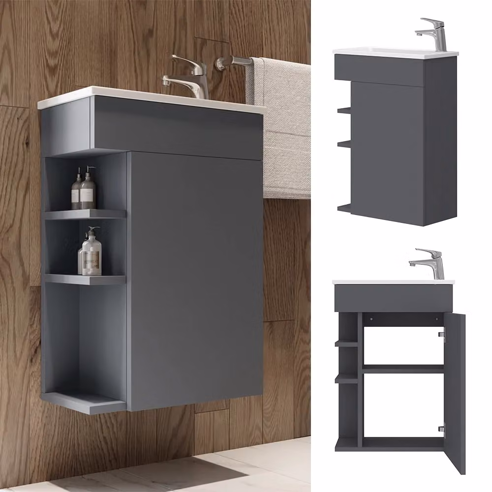 Set mobili bagno Amadeo Vicco in antracite, 2 pezzi, design moderno a parete – 2