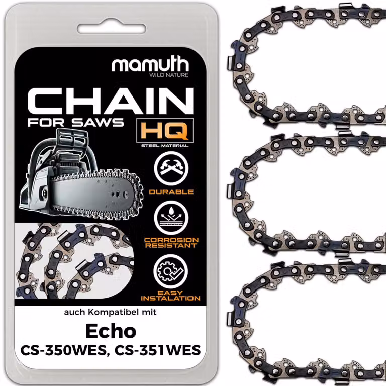 3 catene per motosega, lunghezza 40 cm, spessore 1,3 mm, passo 3/8", modello 56 TG, compatibili con Echo CS-350WES e CS-351WES