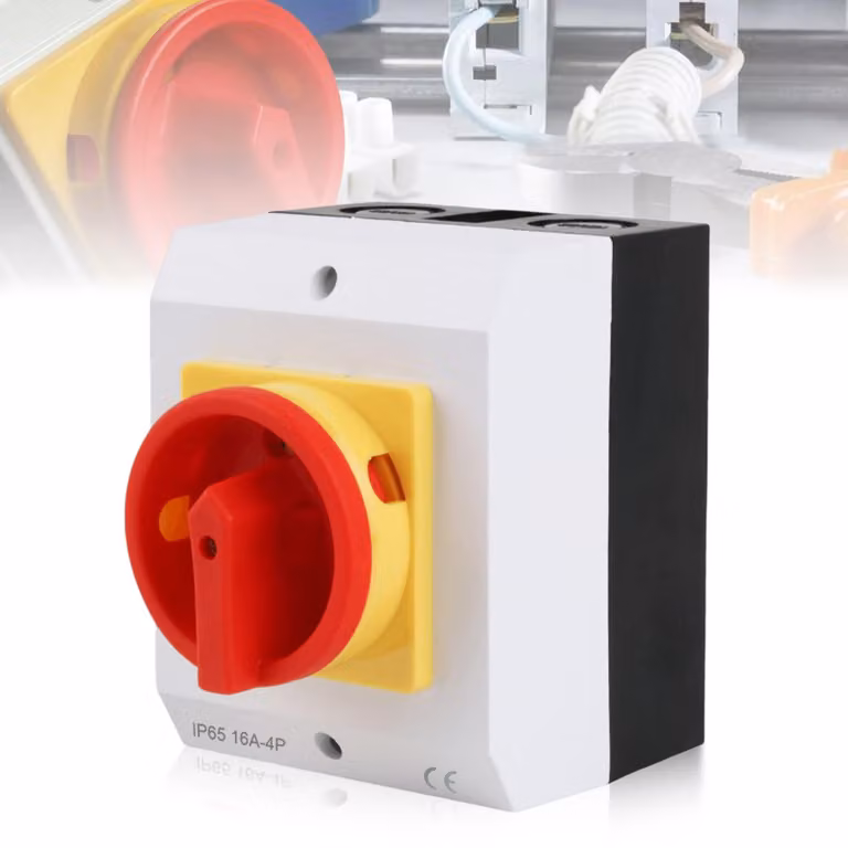 Interruttore principale a 3 poli, interruttore magnetotermico da 16 A, grado di protezione IP65, alloggiamento in plastica, interruttore rotativo