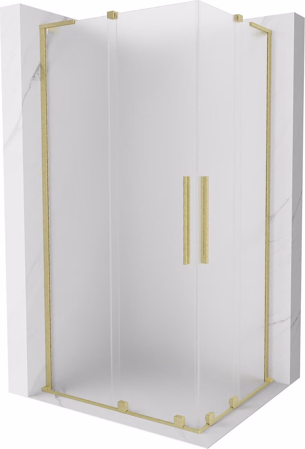 Mexen Velar L Duo cabina doccia scorrevole 90 x 80 cm, ghiacciato, dorato spazzolato - 871-090-080-02-33-55