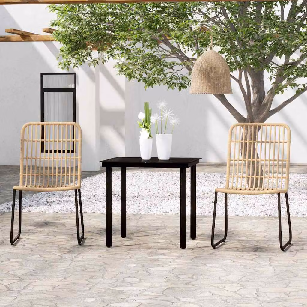 Set da giardino vidaXL composto da 3 pezzi in metallo e vetro, colori nero e marrone