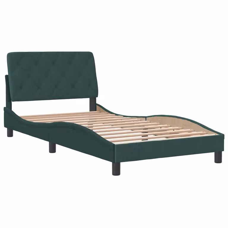 Giroletto senza Materasso Verde Scuro 100x200 cm in Velluto