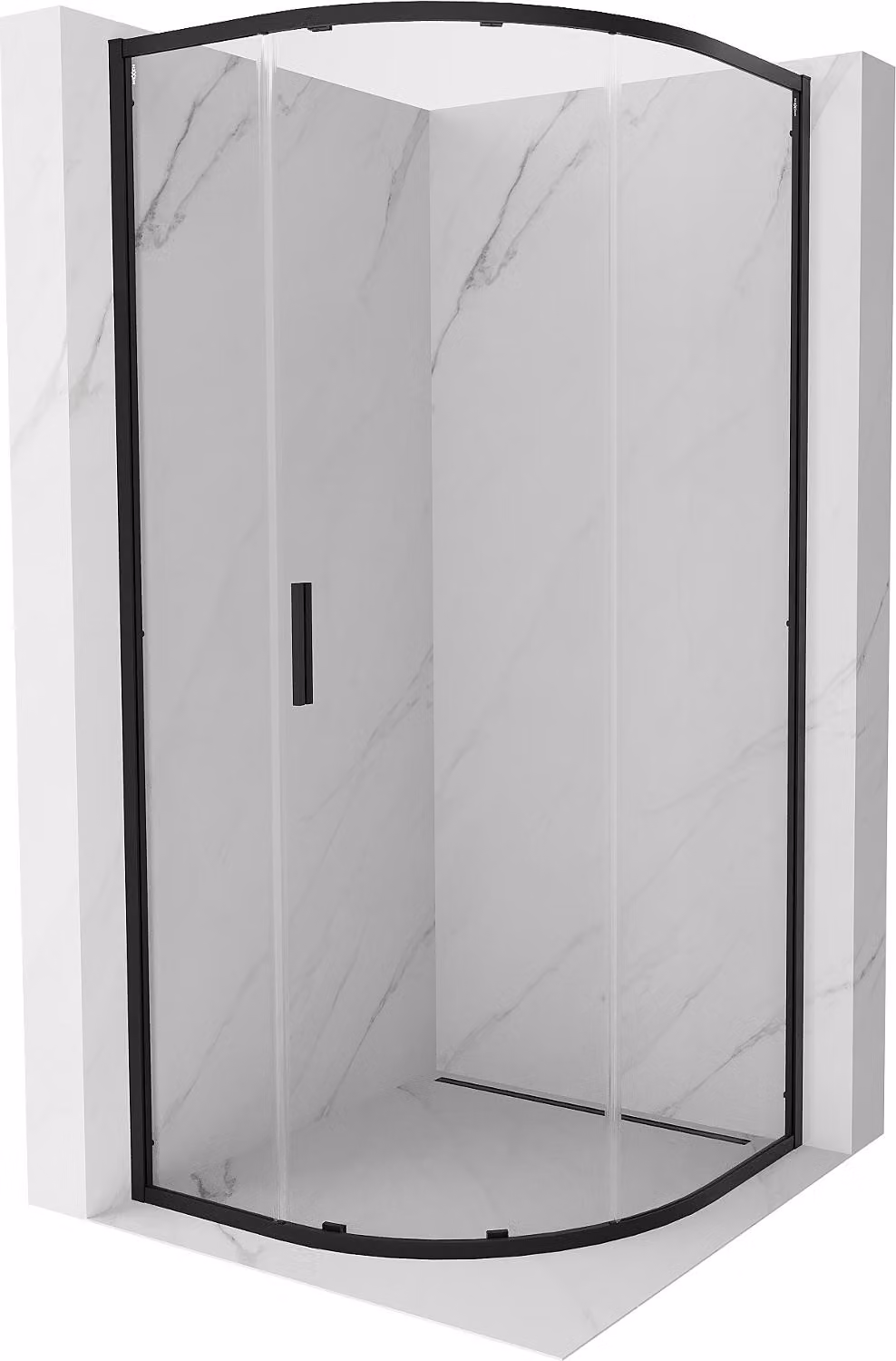 Mexen Exo cabina doccia semicircolare scorrevole 70 x 70 cm, trasparente, nera - 8131-070-070-70-00