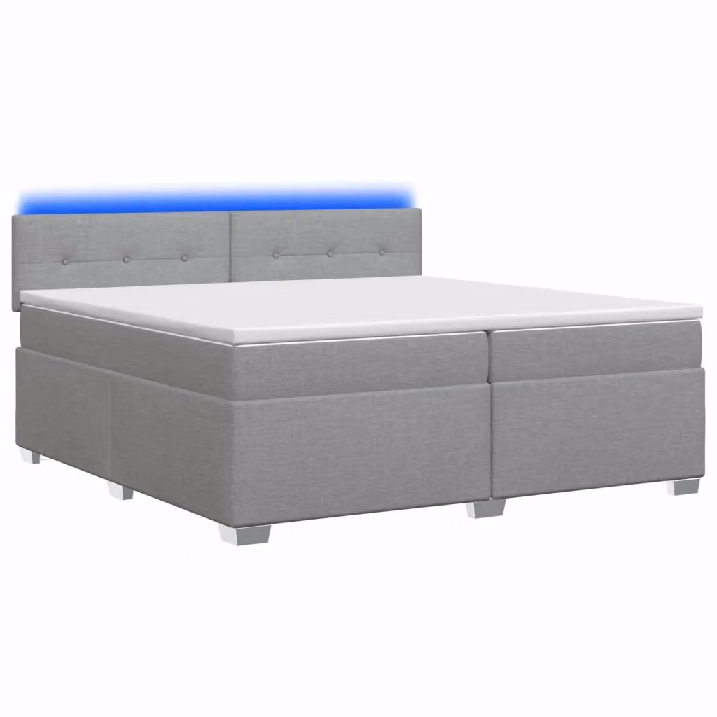 Letto con Box Spring, Materasso Ibrido e Illuminazione LED vidaXL, Grigio e Bianco, L/P/H: 200 x 200 x 88 cm – 2