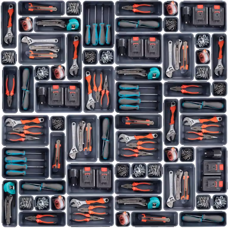 Cassetta degli attrezzi da 45 pezzi - Organizer a cassetti per piccoli componenti - Plastica - Grigio