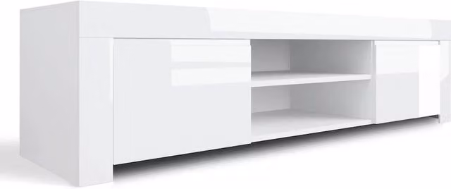 Mobile TV TFT Amber Bianco Lucido con 2 Porte e 2 Ripiani Aperti L: 190 cm, P: 50 cm, H: 45 cm