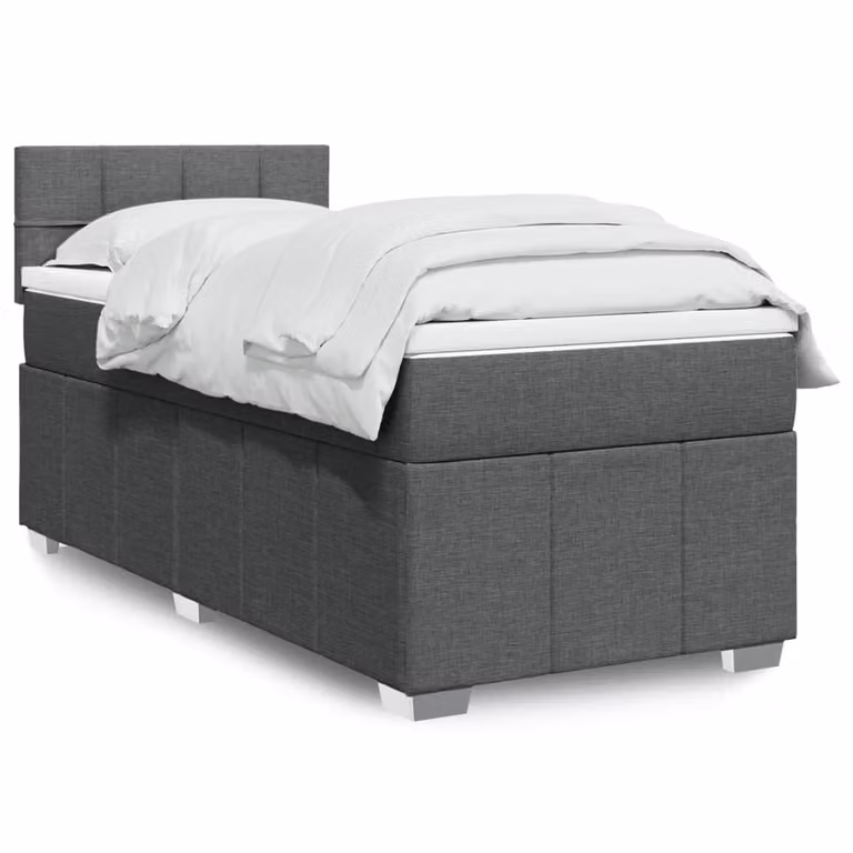vidaXL Giroletto a Molle con Materasso Ibrido in Tessuto Grigio e Bianco L/P: 80 x 200 cm