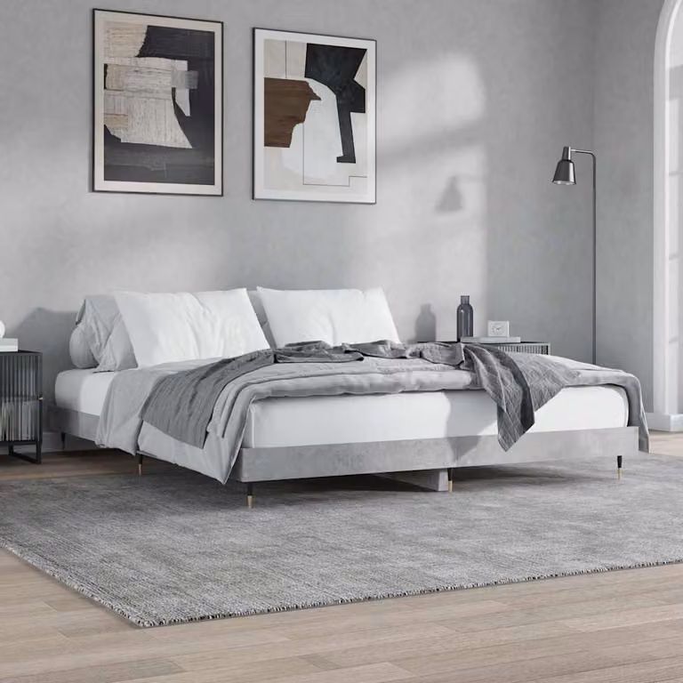 vidaXL Giroletto Grigio Cemento in Legno Multistrato e Metallo L/P: 120 x 200 cm