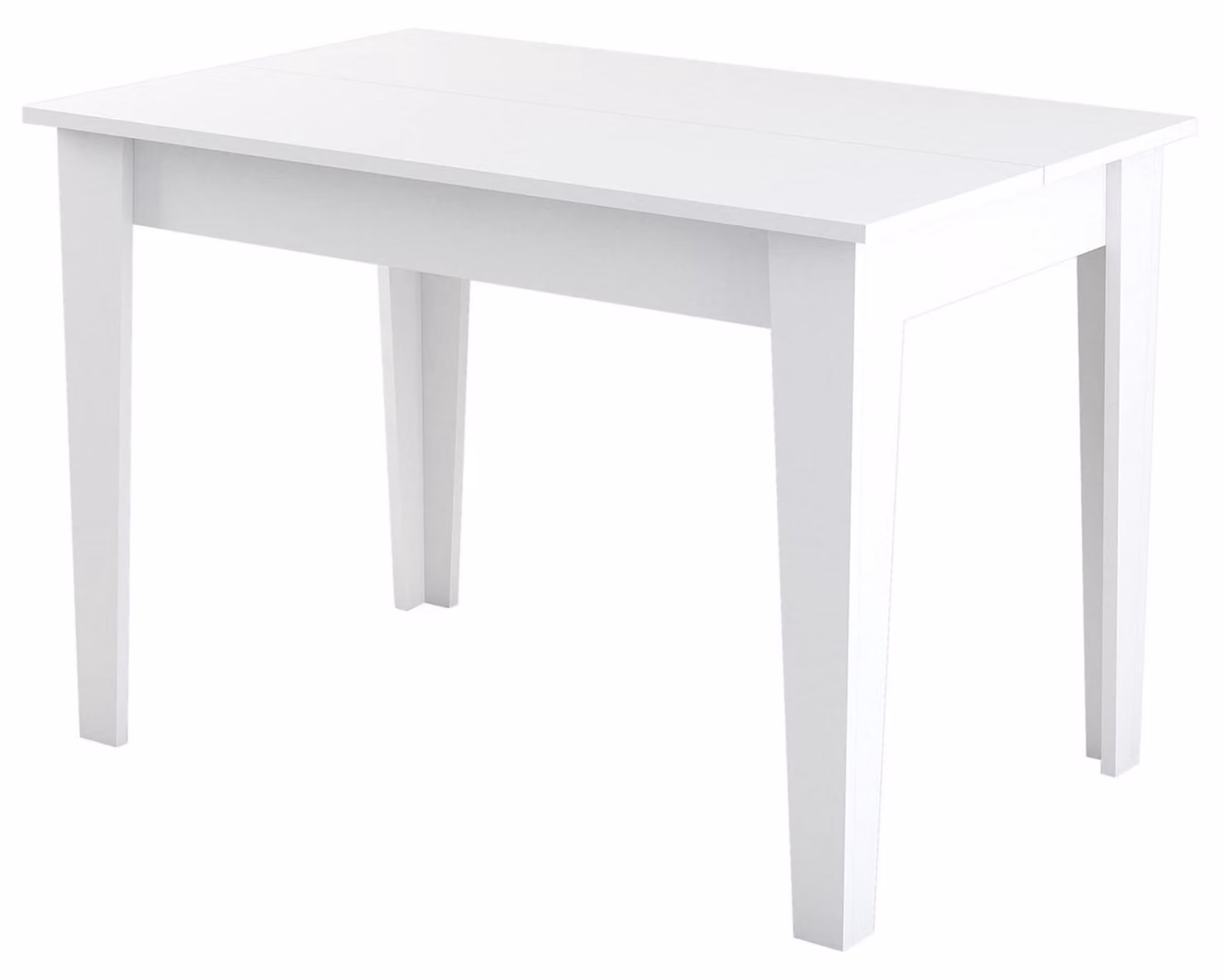 Tavolo da pranzo bianco in melaminico, forma rettangolare, dimensioni 110x75x72 cm