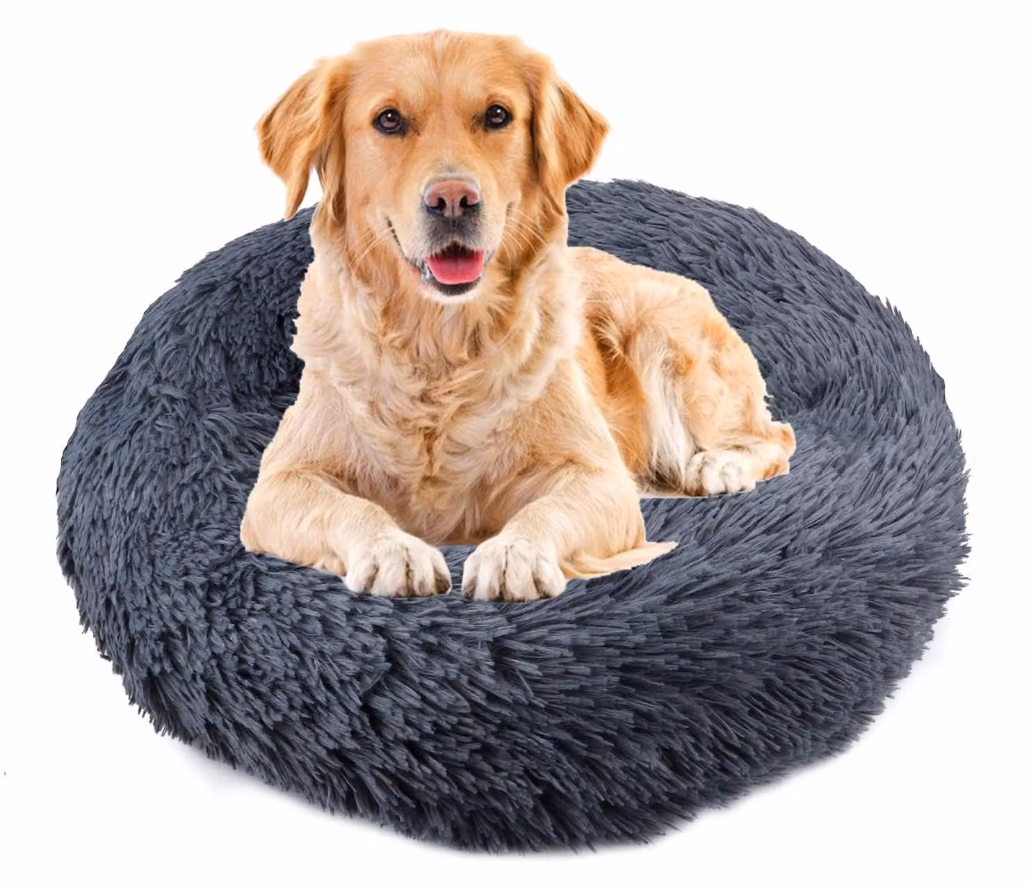 Cuccia per cani e gatti, forma a ciambella, in peluche, 90 cm, lavabile per un maggiore comfort
