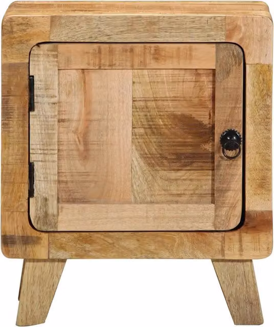 Set di 2 Comodini | Armadio da Notte | Mobiletto da notte 40x32x46 cm in Legno Massello di Mango Grezzo
