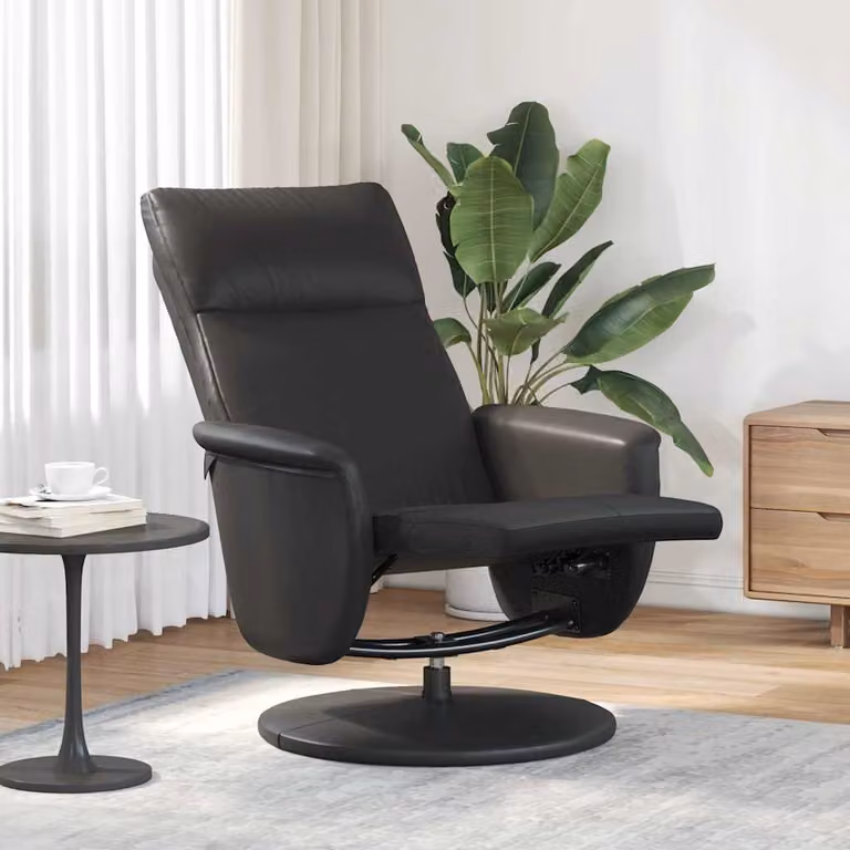 vidaXL Poltrona Reclinabile Relax con Poggiapiedi e Rotazione 360 Gradi in Similpelle Nera