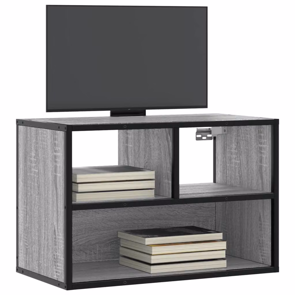 Mobile TV vidaXL in stile industriale Grigio Sonoma, realizzato in legno e metallo, L 60 cm x P 31 cm x H 39,5 cm