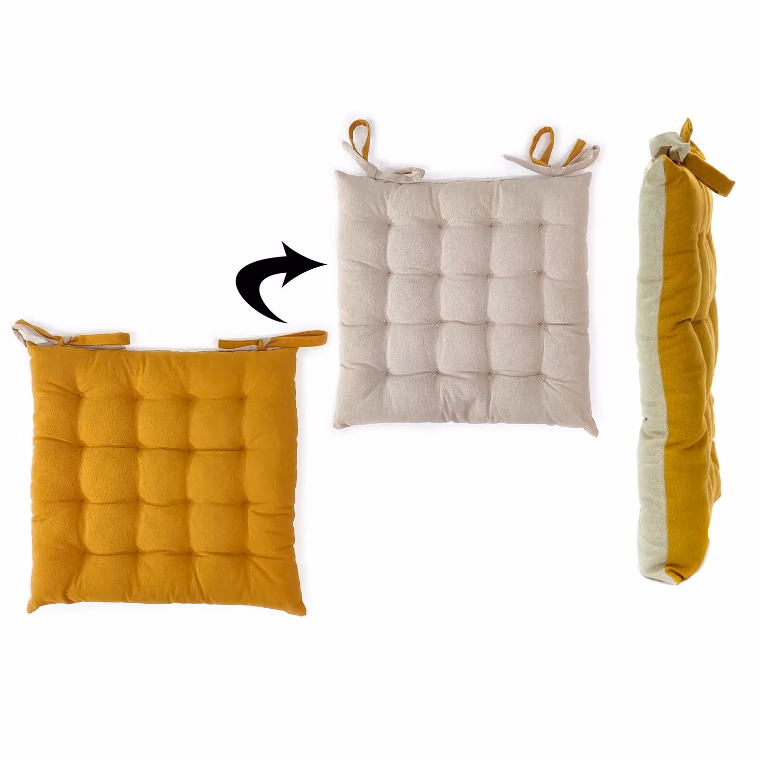 Cuscino per sedia Vestiamo Casa in cotone, colori giallo e beige, 40 x 40 cm