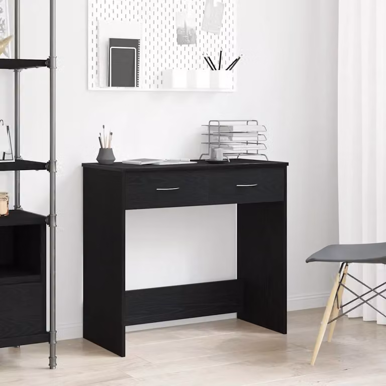 Scrivania moderna vidaXL in legno ingegnerizzato nero con cassettiera L 80 x P 40 x H 75 cm