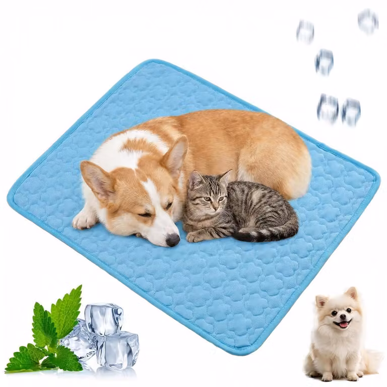 Tappetino refrigerante per cani e gatti, lavabile, traspirante, colore blu, taglia S