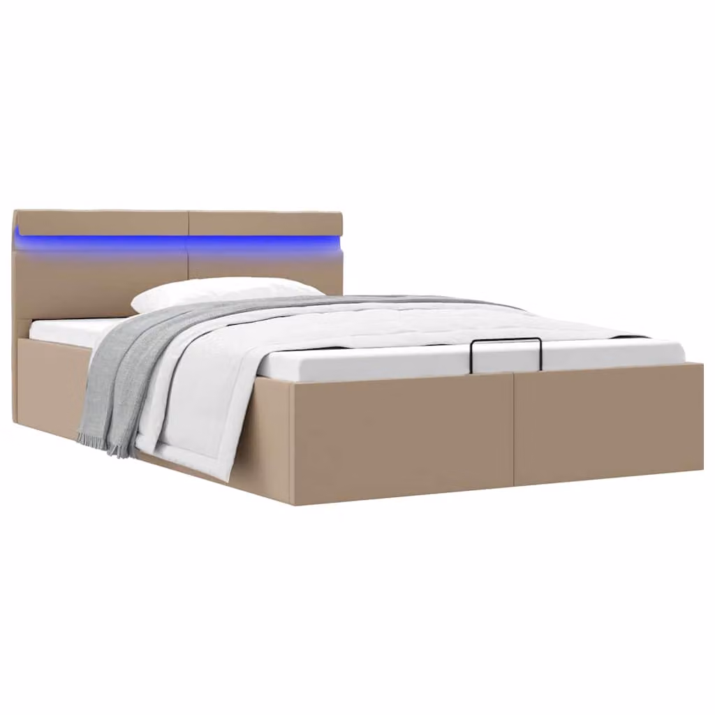 vidaXL Giroletto Idraulico con LED in Similpelle Colore Cappuccino L/P/H: 140 x 200 cm – 1