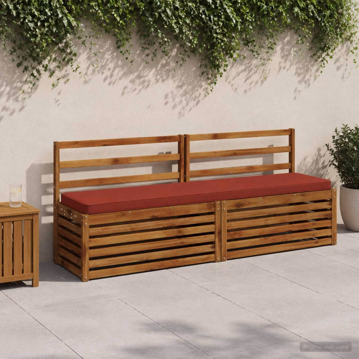 Set di 2 cuscini per panchina vidaXL VUGHT in poliestere rosso con rivestimento rimovibile e resistente ai raggi UV