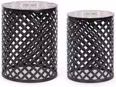 Set di tavolini da esterno Yes Everyday Mykonos in ceramica nera con design moderno e forme geometriche tonde