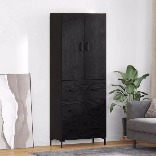 Credenza moderna vidaXL nera con ante a battente e ripiani interni, L/P/H: 69,5 x 34 x 180 cm – 1