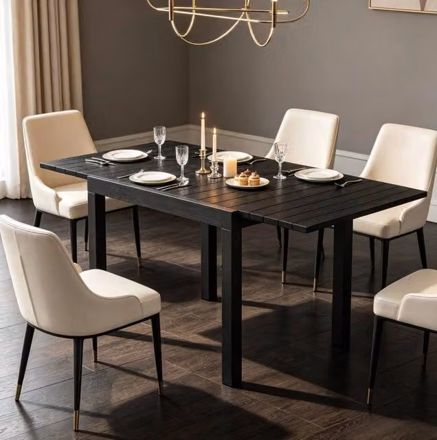 Tavolo da giardino allungabile ULEVR 80-160x80x75 cm, alluminio nero, 4-6 posti