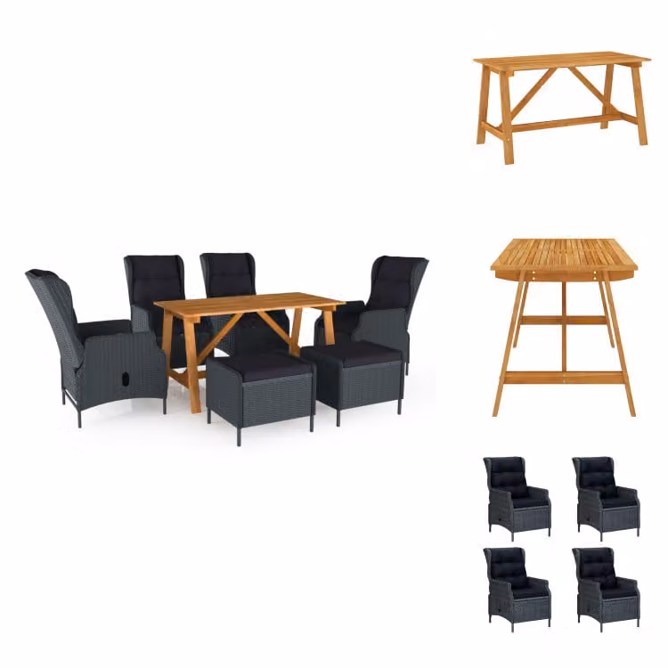vidaXL set da pranzo da giardino 7 pezzi grigio scuro - Set di mobili da giardino