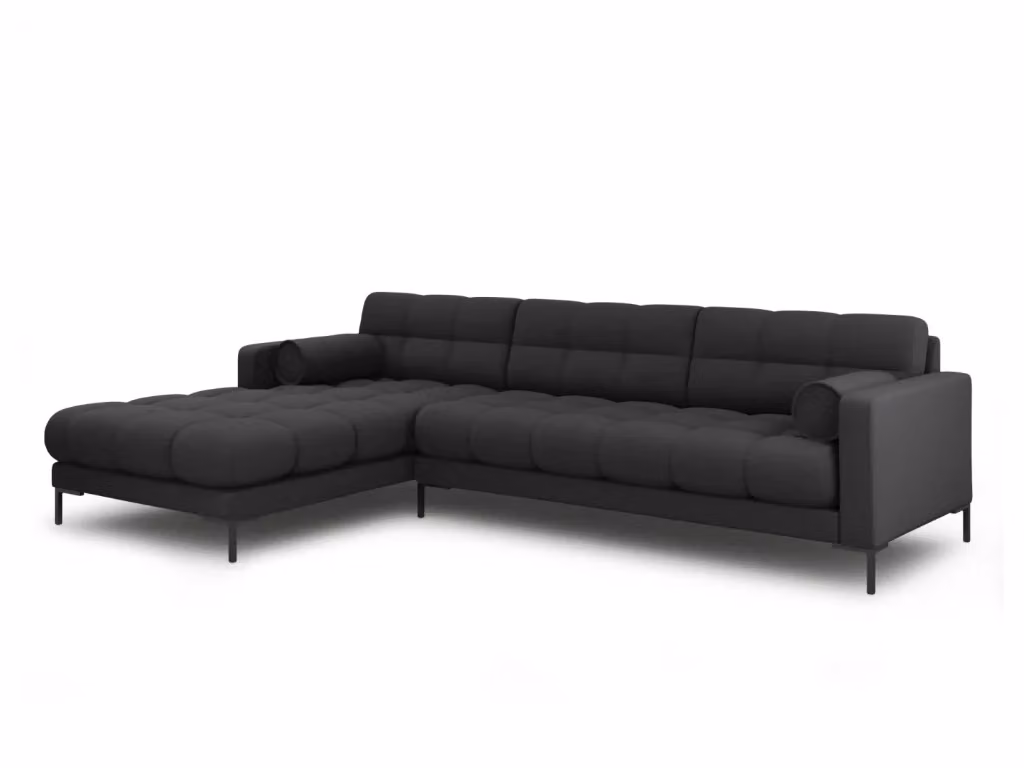 Divano angolare sinistro Bali di Cosmopolitan Design, modello a 5 posti in tessuto grigio scuro con struttura imbottita e cuscini inclusi, L 293 x P 105 x H 75 cm – 2