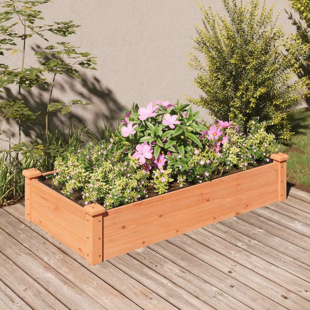 Fioriera da giardino rialzata vidaXL in legno di abete massello con fodera marrone L: 120 cm, P: 60 cm, H: 25 cm