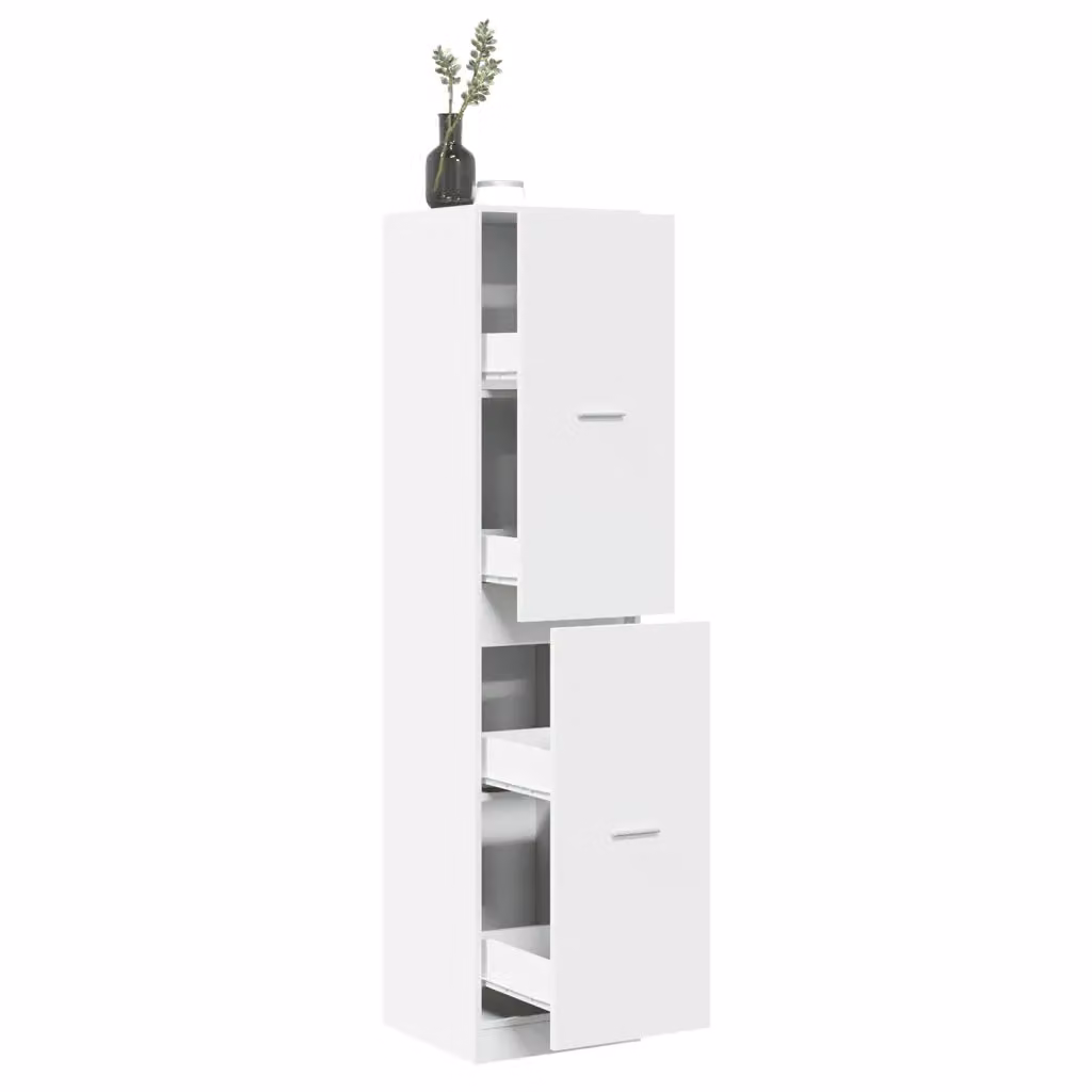 vidaXL Armadietto da Farmacia a Parete Bianco con Cassetti e Ante a Battente in MDF, L/P/H: 40 x 41 x 174,5 cm