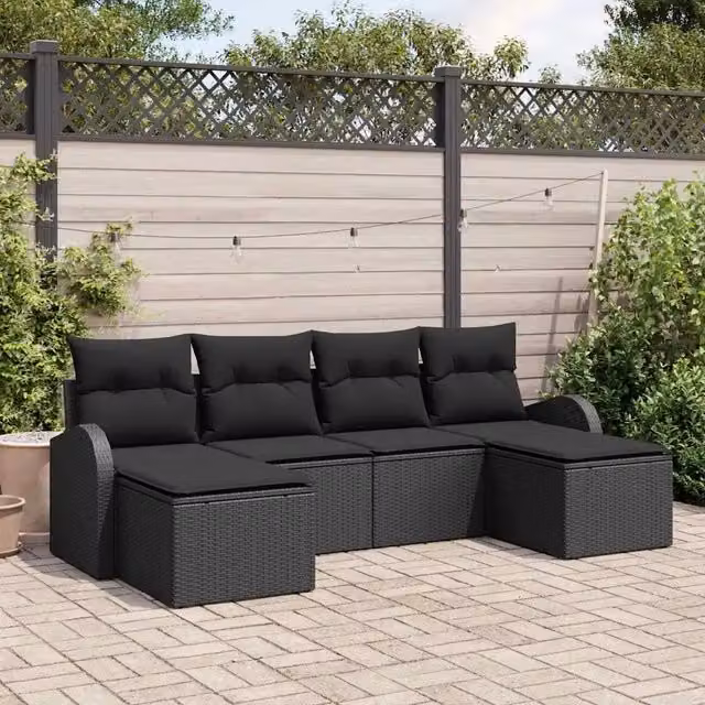 Set Divano da Giardino 6 pz Nero 3346153
