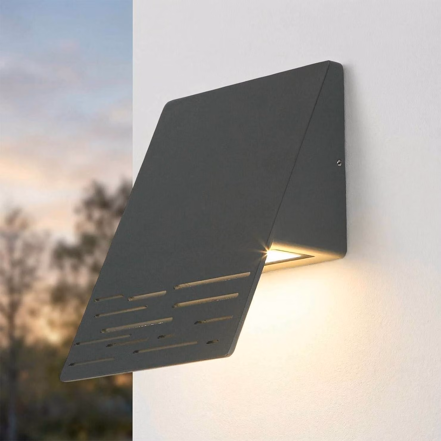 Lampada da parete esterna a LED, forma quadrata, colore antracite, 15 cm, grado di protezione IP44, temperatura di colore 3000 K, flusso luminoso 550 lm