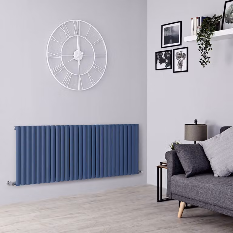 Radiatore di Design Orizzontale  Blu (Deep Sea Blu) -  635mm x 1652mm  - Pannello Singolo  - Revive