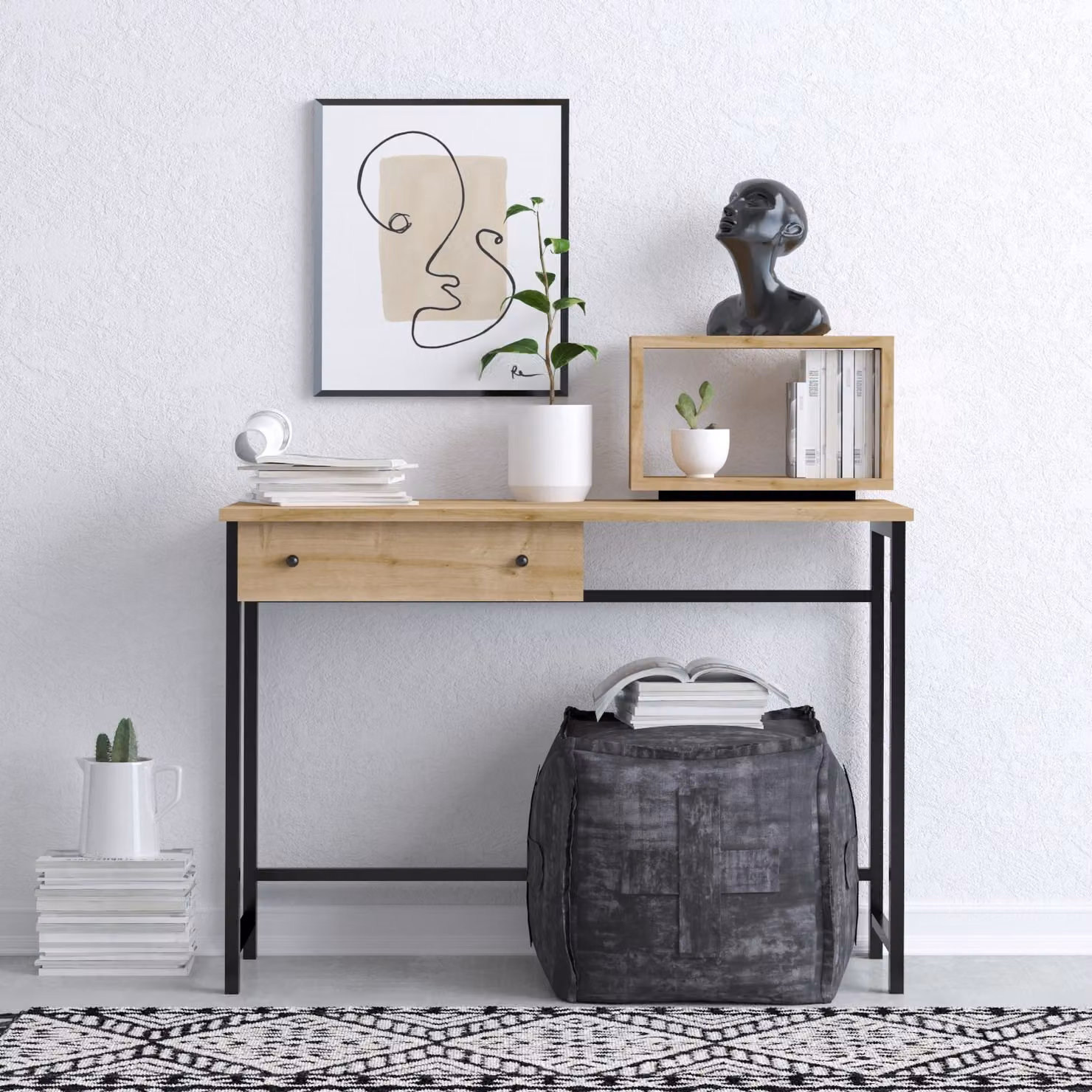 Skye Decor, Mood - Dec0089, scrivania, in quercia, 100 % SLIPBOARD RIVESTITO DI MELAMINA, 100 x 45 x 74 cm