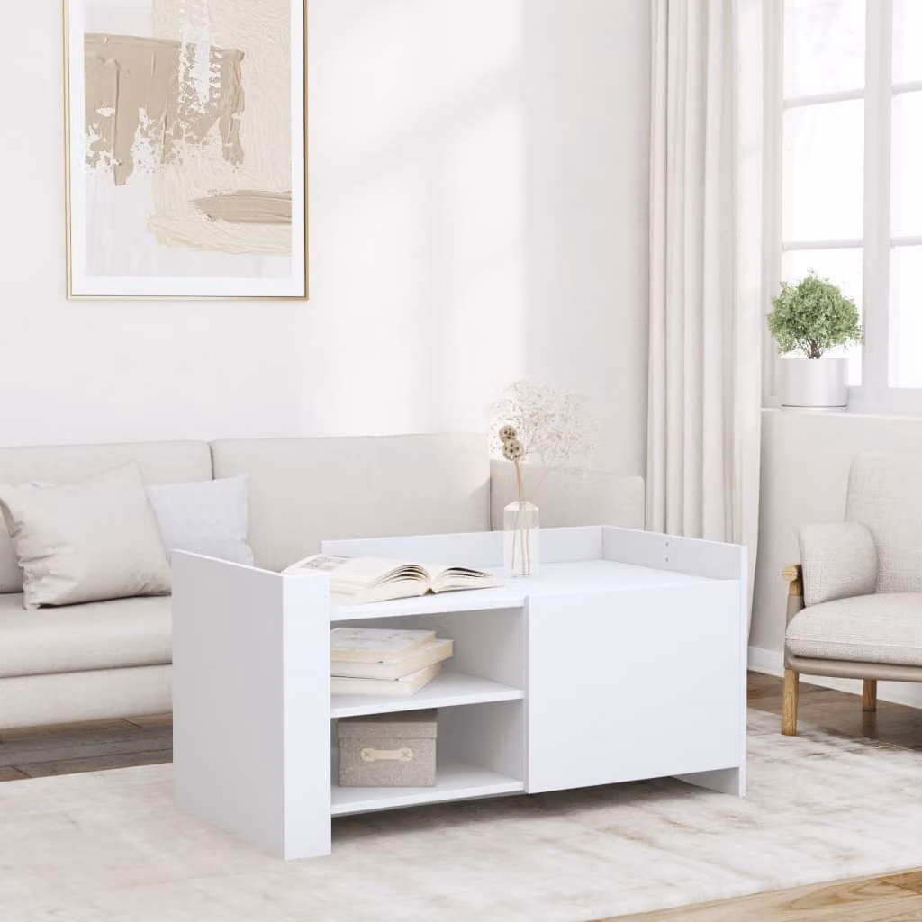 Maison Exclusive - Tavolino bianco 100x50x50 cm Materiale ligneo