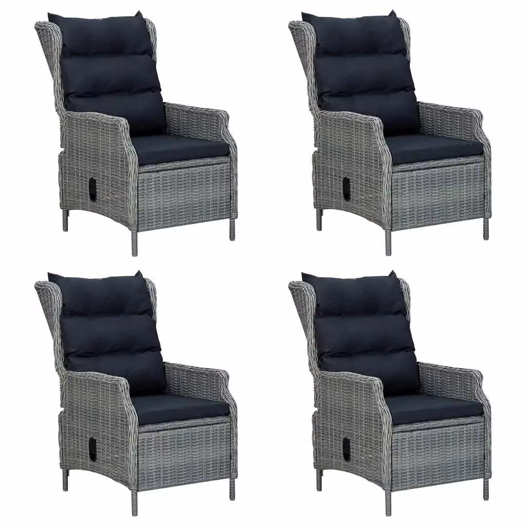 Set da pranzo da giardino vidaXL in legno di acacia oliato, 5 pezzi, Grigio e Nero – 2