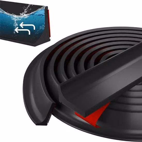 Barriera antispruzzi per bagno 200 cm, nera - Barriera antispruzzi autoadesiva - Barriera antispruzzi - Kit barriera antispruzzi - Barriera pieghevole per doccia contro le perdite - Protegge dalle perdite d'acqua - Autoadesiva - Nera