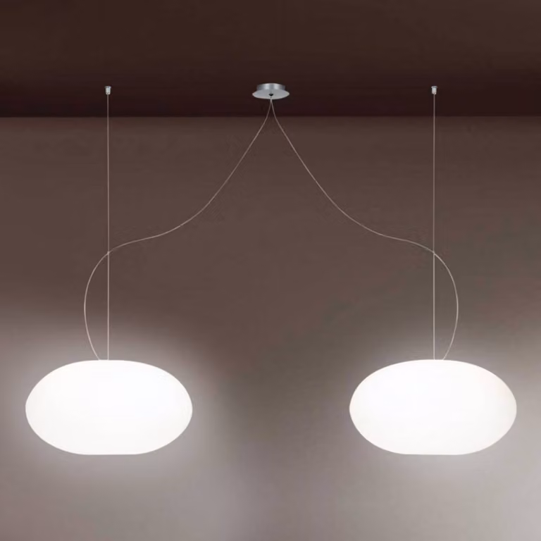 Casablanca Lampada a sospensione in vetro AIH, dimmerabile, Bianco / Opale, Soggiorno / Sala da pranzo, Vetro, Design, Lampada a sospensione