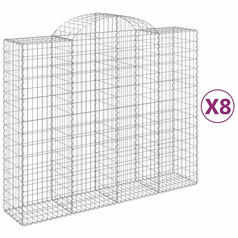 Cesti Gabbioni ad Arco 8 pz 200x50x160/180 cm Ferro Zincato
